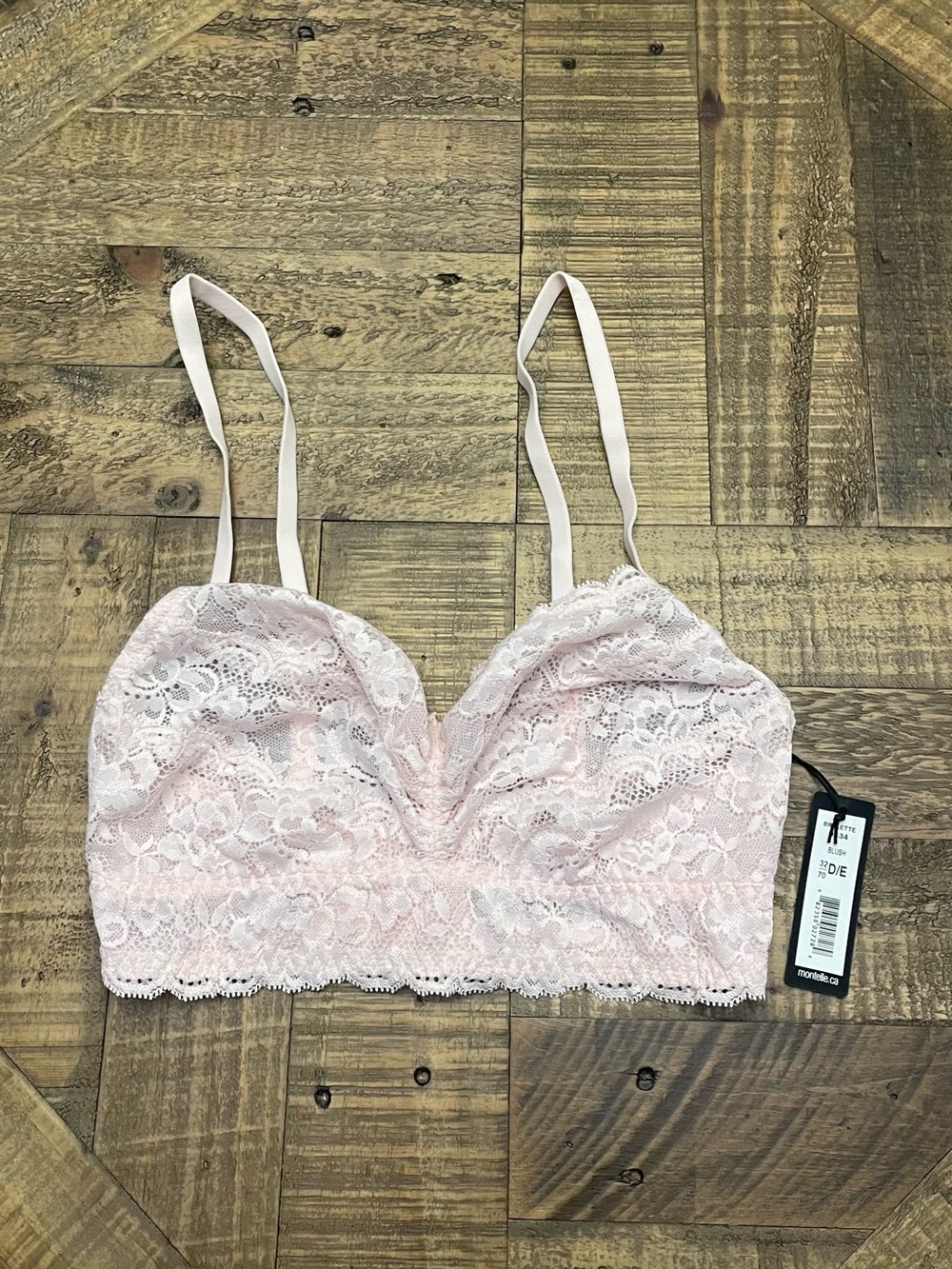 Montelle Intimates Cup-Sized Lace Bralette in the color Blush